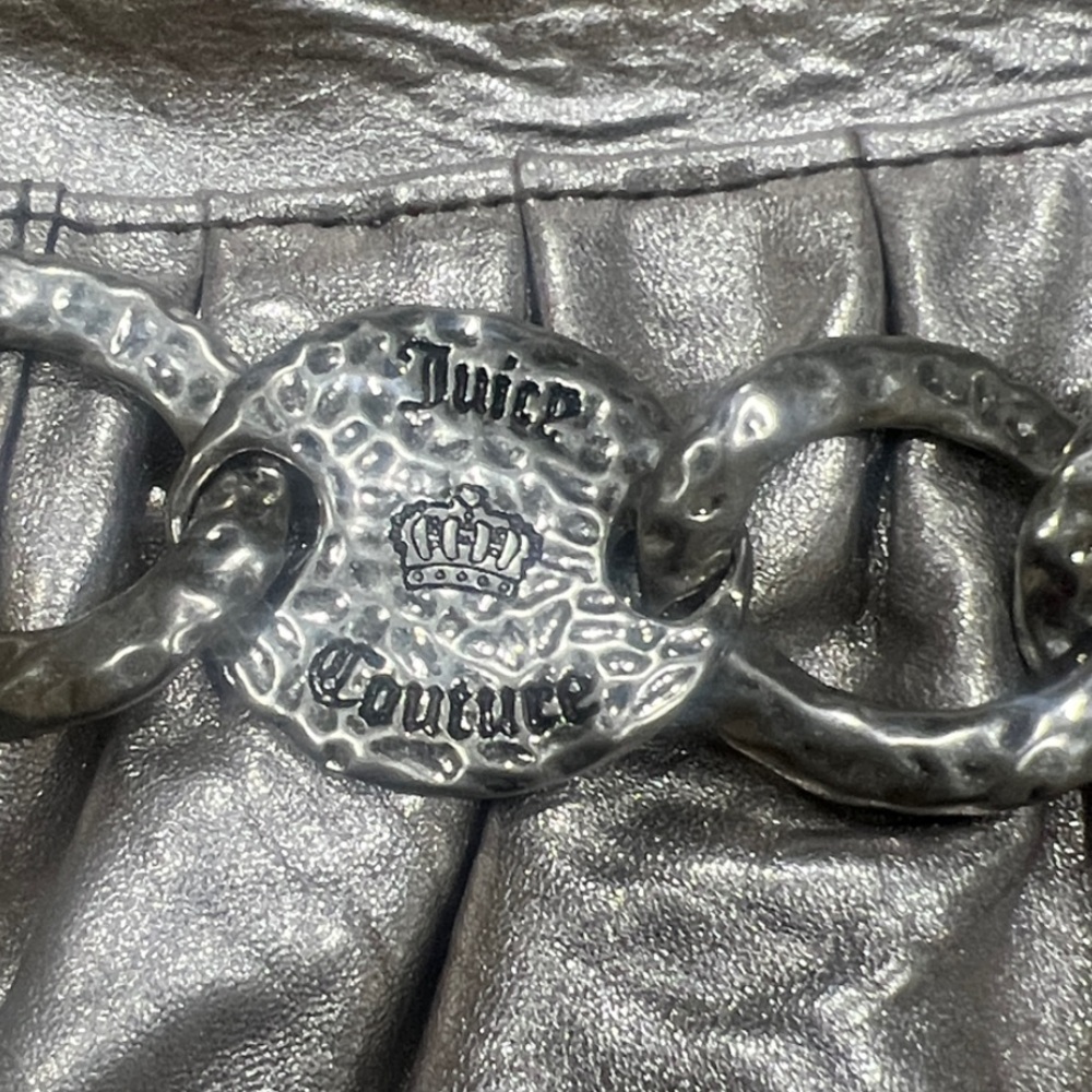 Juicy Couture Vintage Metallic Silver Crackled Leather Clutch - Y2K McBling - Picture 15 of 16
